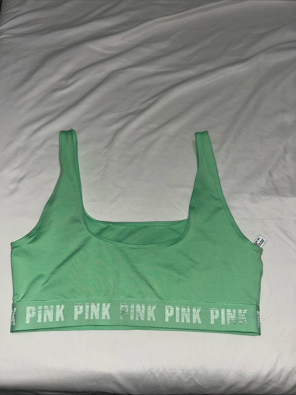 PINK Victoria's Secret Mint Green Logo Elastic Sports Bra